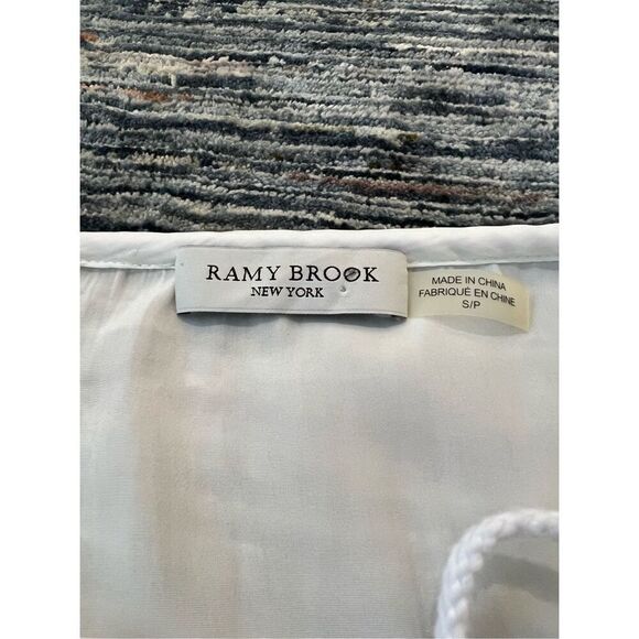 RAMY BROOK AMAL LONG BELL ACCORDION SLEEVE TIE NECK BLOUSE WHITE sz S - Picture 4 of 10